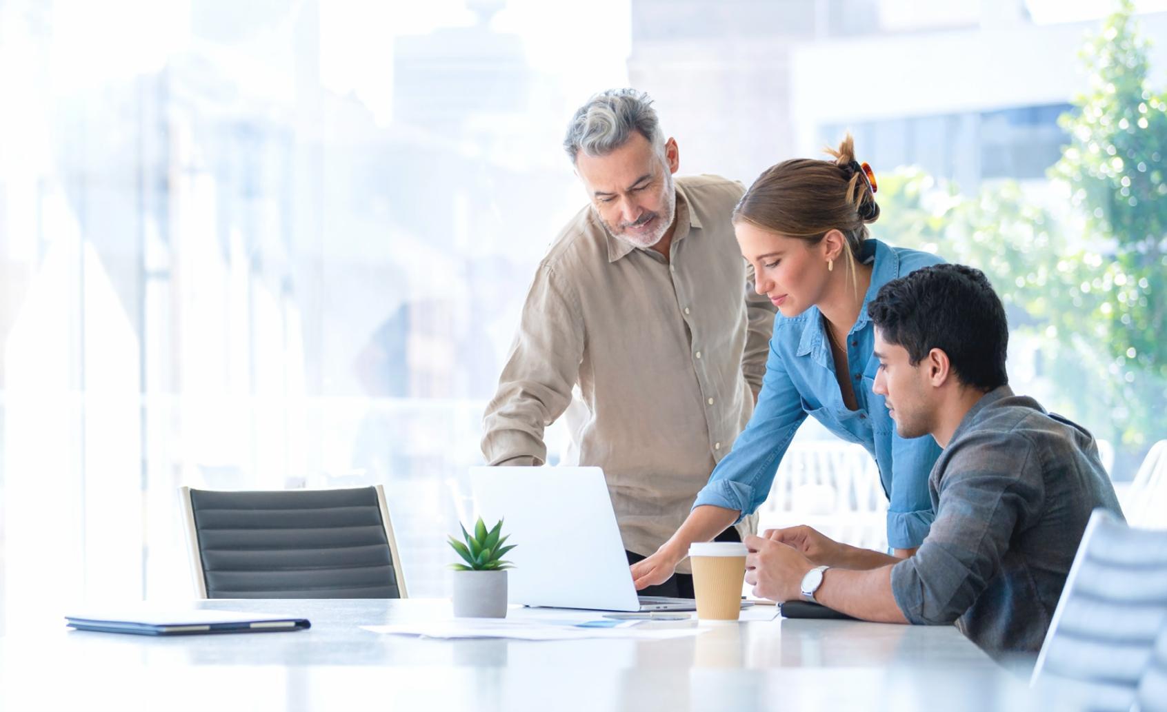 Business professionals engaged in a live webinar session